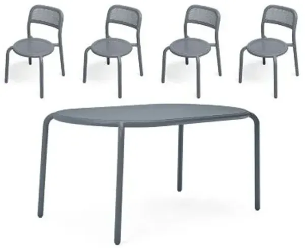 Toni Tavolo Outdoor Dining Table Set with 4 Sidechairs