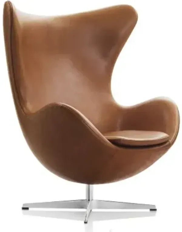 Egg Leather Swivel Chair