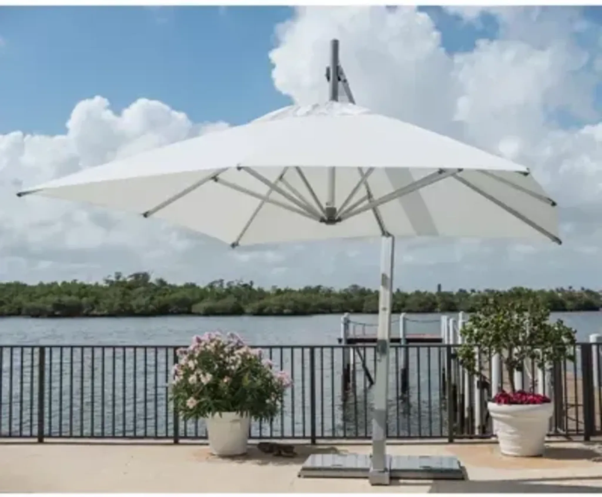 Hurricane Square Side Wind Aluminum Cantilever Umbrella With Base 10 Ft ...