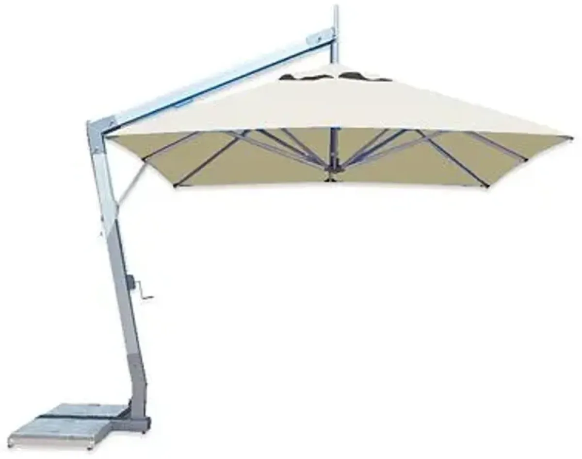 Hurricane Square Side Wind Aluminum Cantilever Umbrella With Base, 10 Ft.