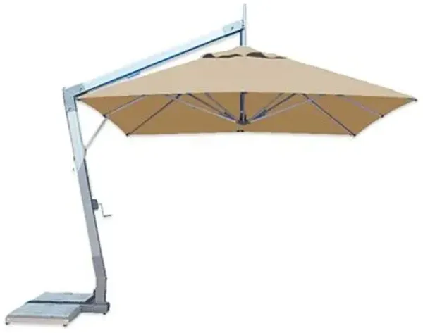 Hurricane Square Side Wind Aluminum Cantilever Umbrella With Base, 10 Ft.