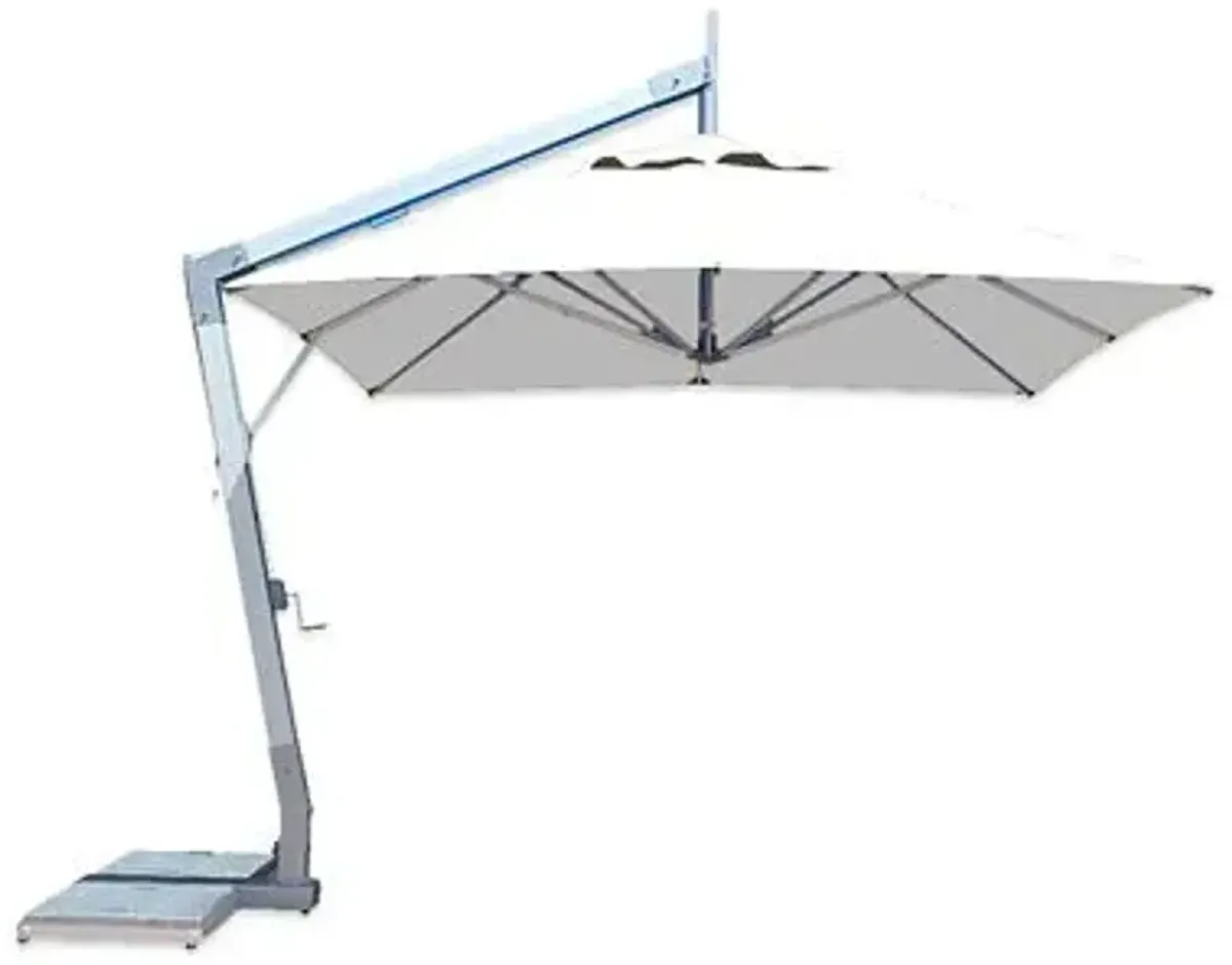 Hurricane Square Side Wind Aluminum Cantilever Umbrella With Base, 10 Ft.