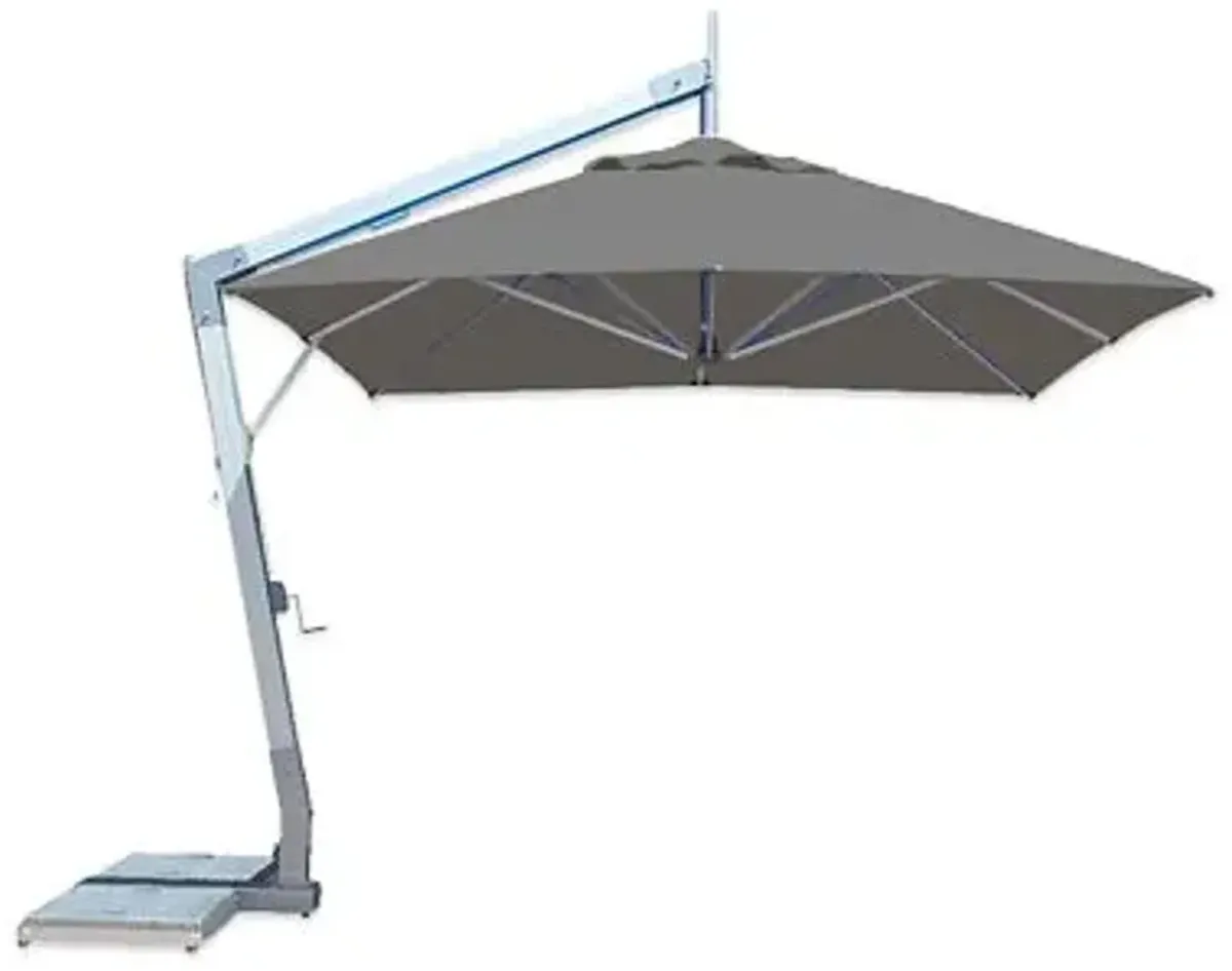 Hurricane Square Side Wind Aluminum Cantilever Umbrella With Base, 10 Ft.