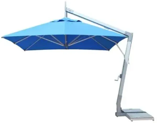 Hurricane Square Side Wind Aluminum Cantilever Umbrella With Base, 11 Ft.