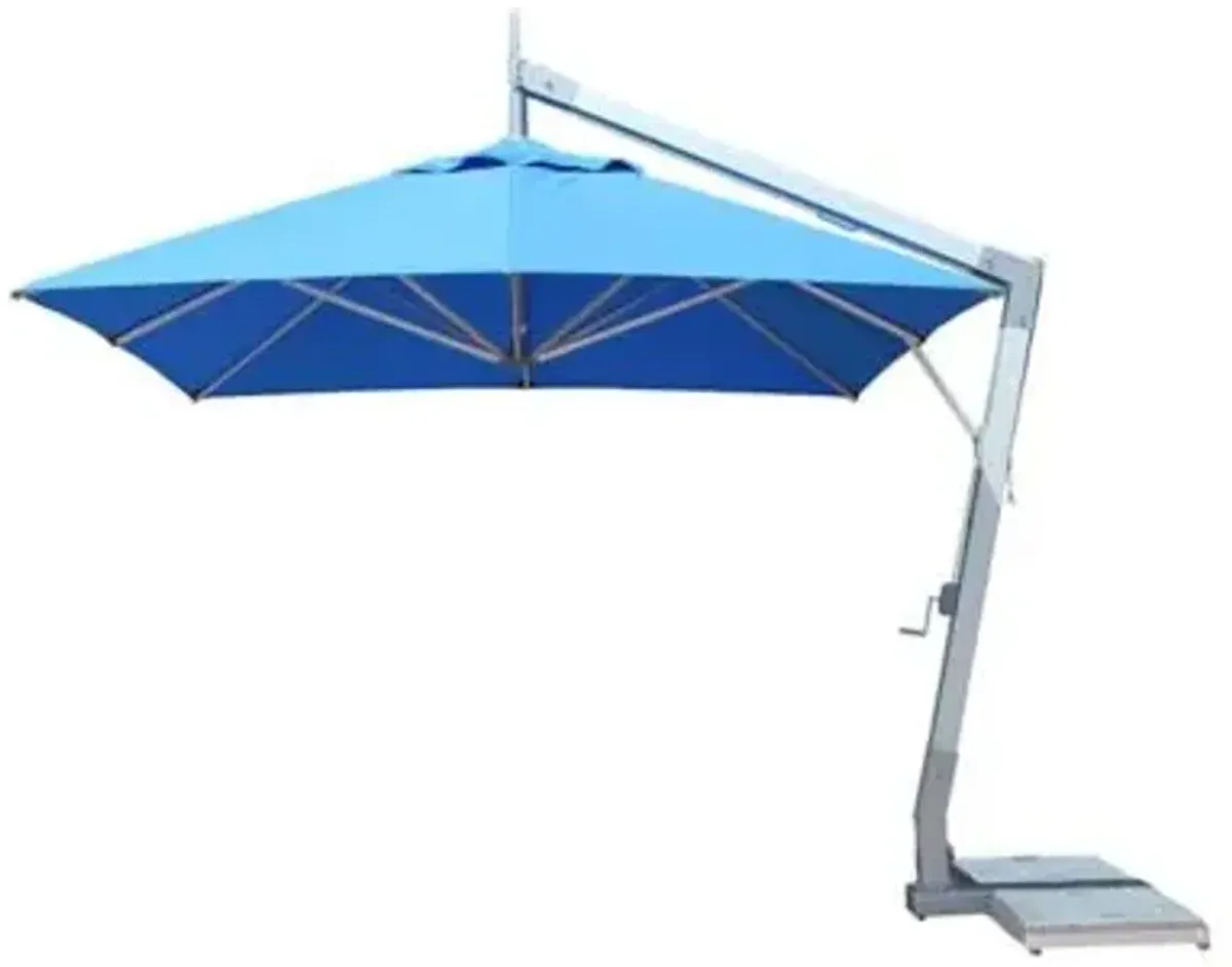 Hurricane Square Side Wind Aluminum Cantilever Umbrella With Base, 11 Ft.