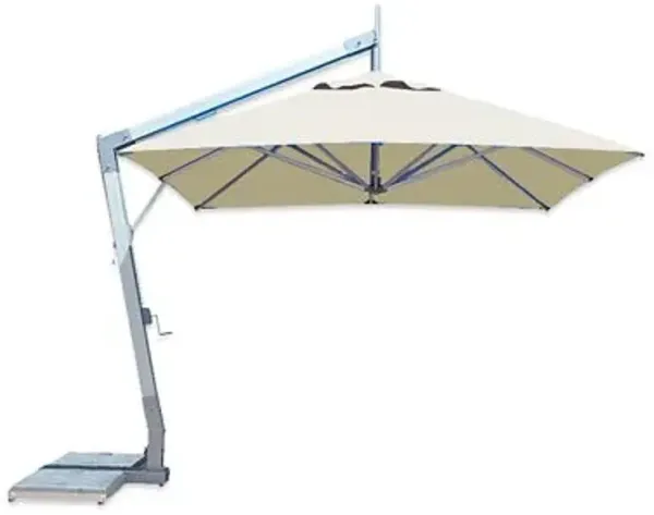 Hurricane Square Side Wind Aluminum Cantilever Umbrella With Base, 11 Ft.