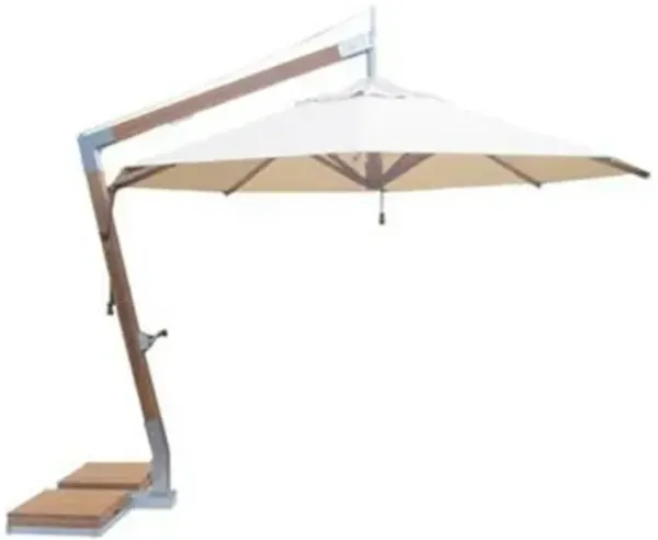 Round Levante Side Wind Bamboo Cantilever Umbrella With Base