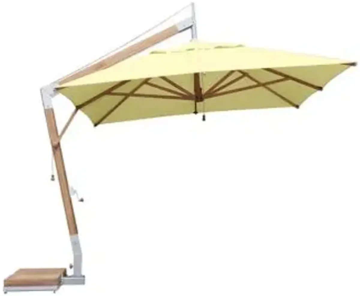 Levante Rectangular Side Wind Bamboo Cantilever Umbrella With Base