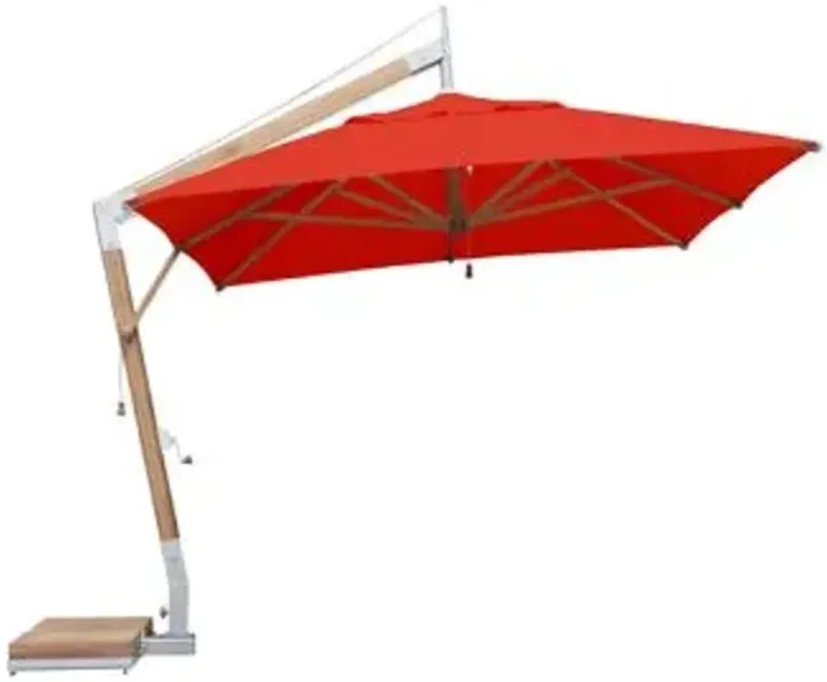 Levante Rectangular Side Wind Bamboo Cantilever Umbrella With Base