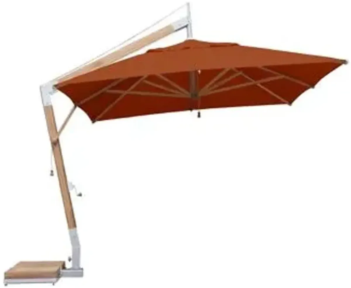 Levante Rectangular Side Wind Bamboo Cantilever Umbrella With Base