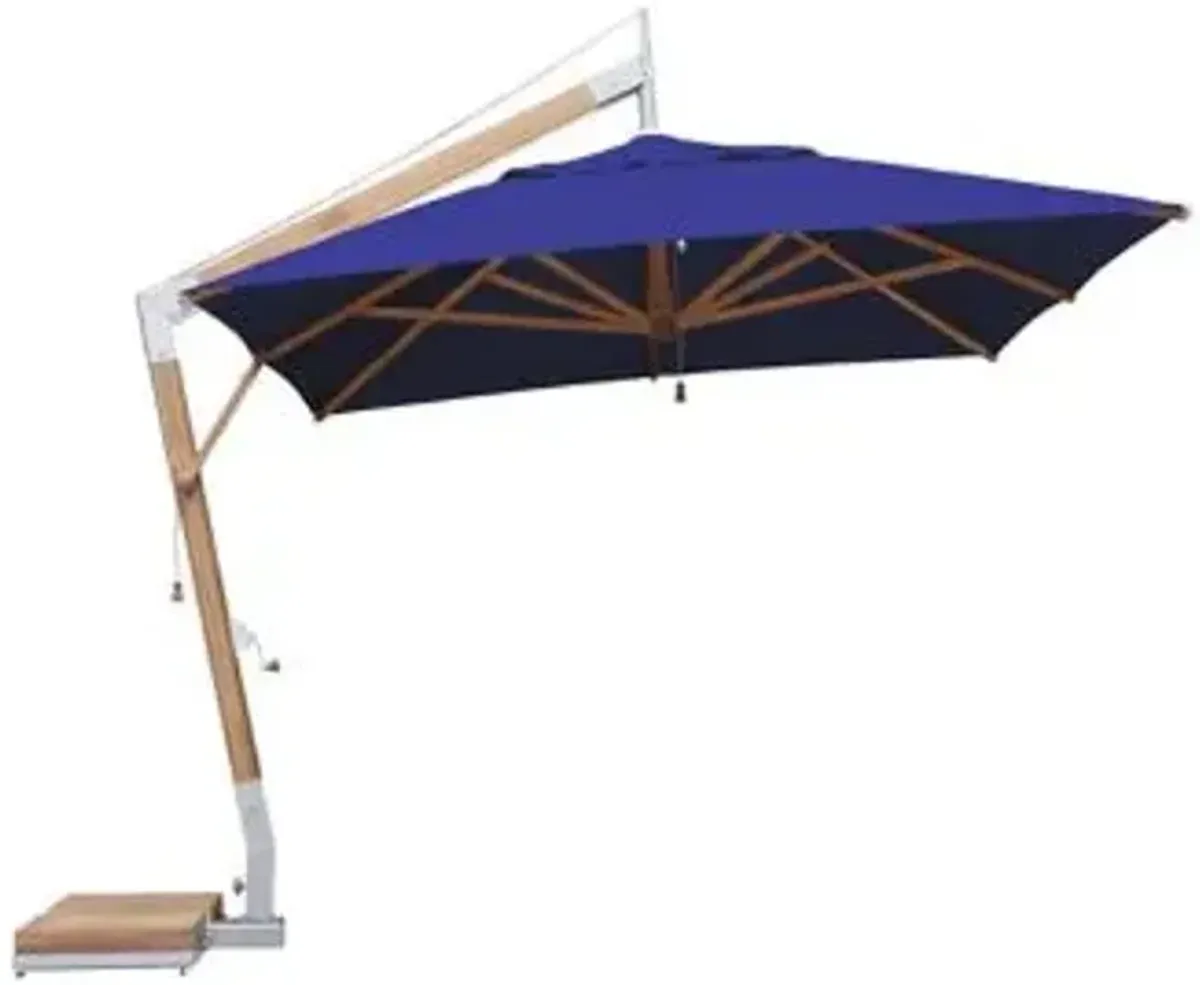 Levante Rectangular Side Wind Bamboo Cantilever Umbrella With Base