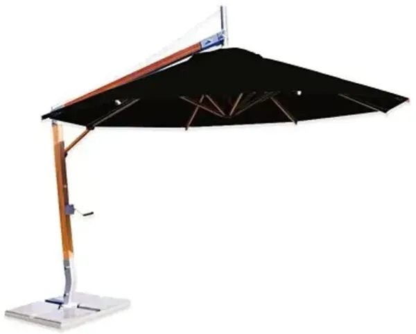 Sirocco Round Side Wind Bamboo Cantilever Umbrella With Base