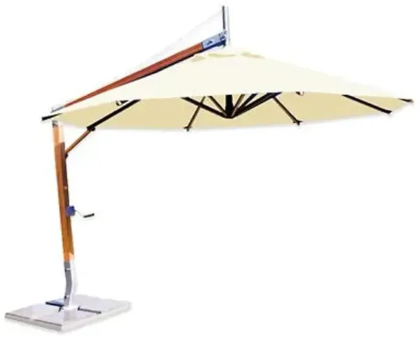 Sirocco Round Side Wind Bamboo Cantilever Umbrella With Base