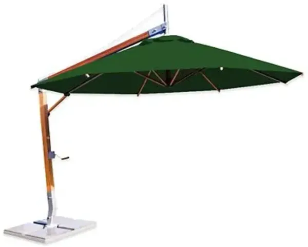 Sirocco Round Side Wind Bamboo Cantilever Umbrella With Base