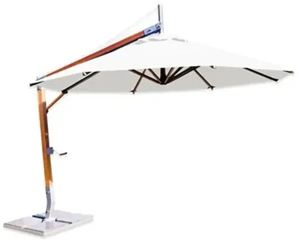 Sirocco Round Side Wind Bamboo Cantilever Umbrella With Base