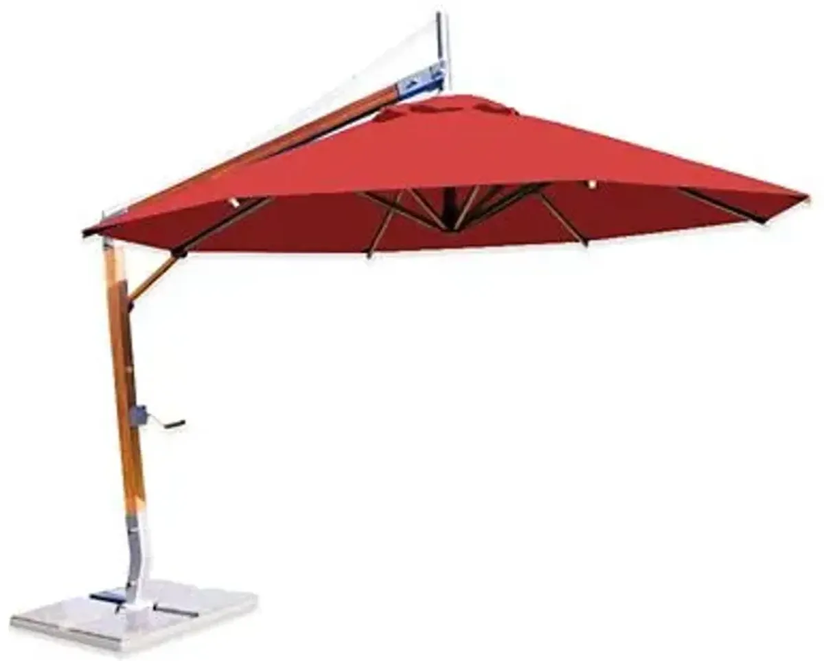 Sirocco Round Side Wind Bamboo Cantilever Umbrella With Base