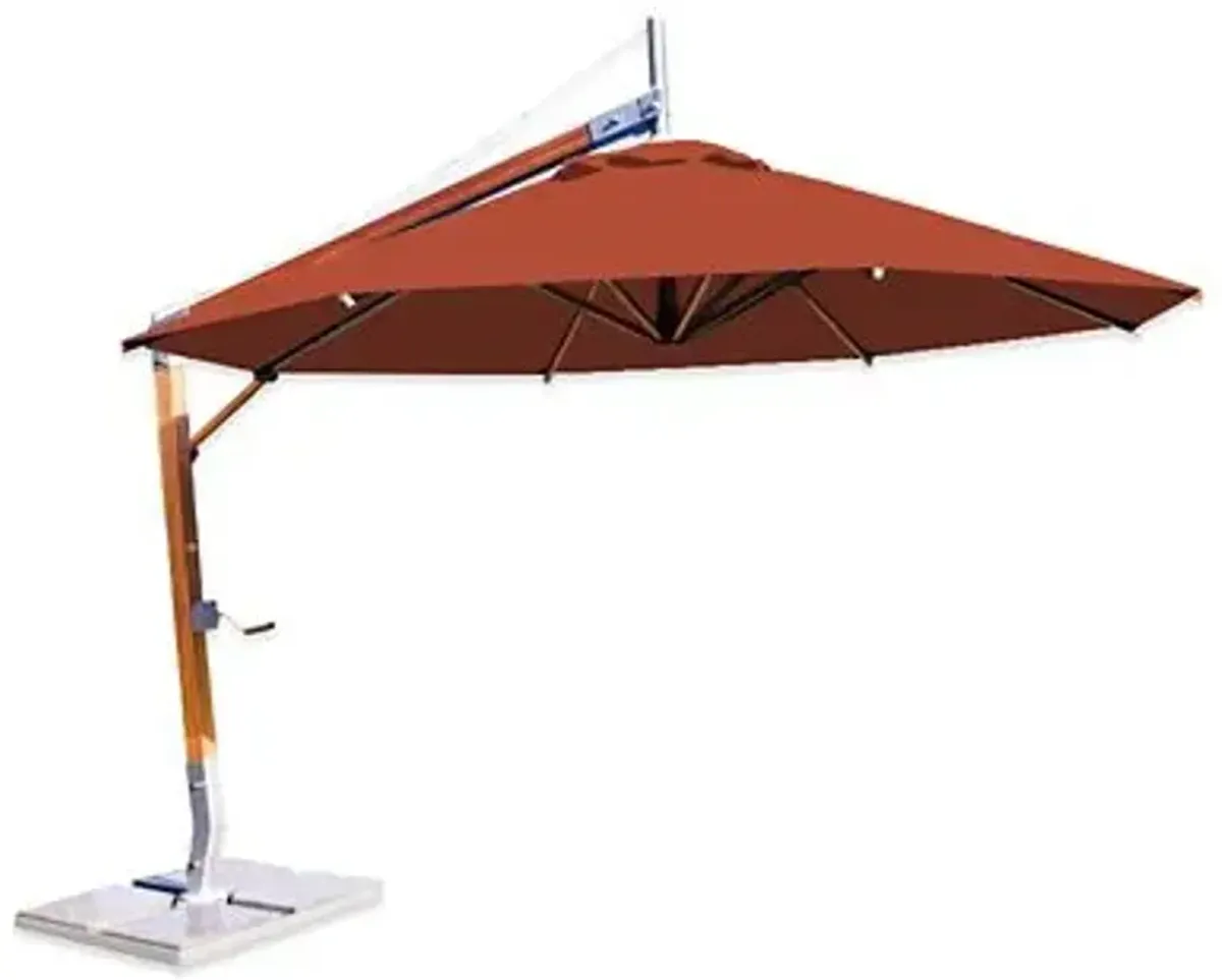 Sirocco Round Side Wind Bamboo Cantilever Umbrella With Base
