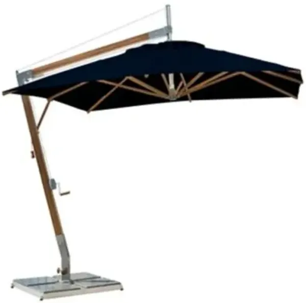 Sirocco Square Side Wind Bamboo Cantilever Umbrella With Base