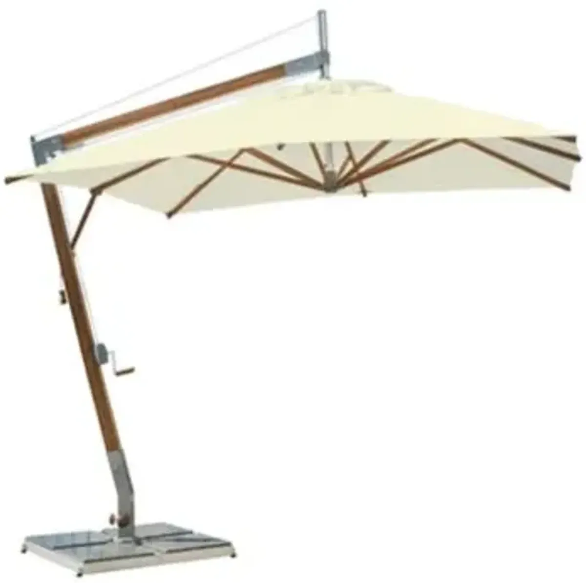 Sirocco Square Side Wind Bamboo Cantilever Umbrella With Base