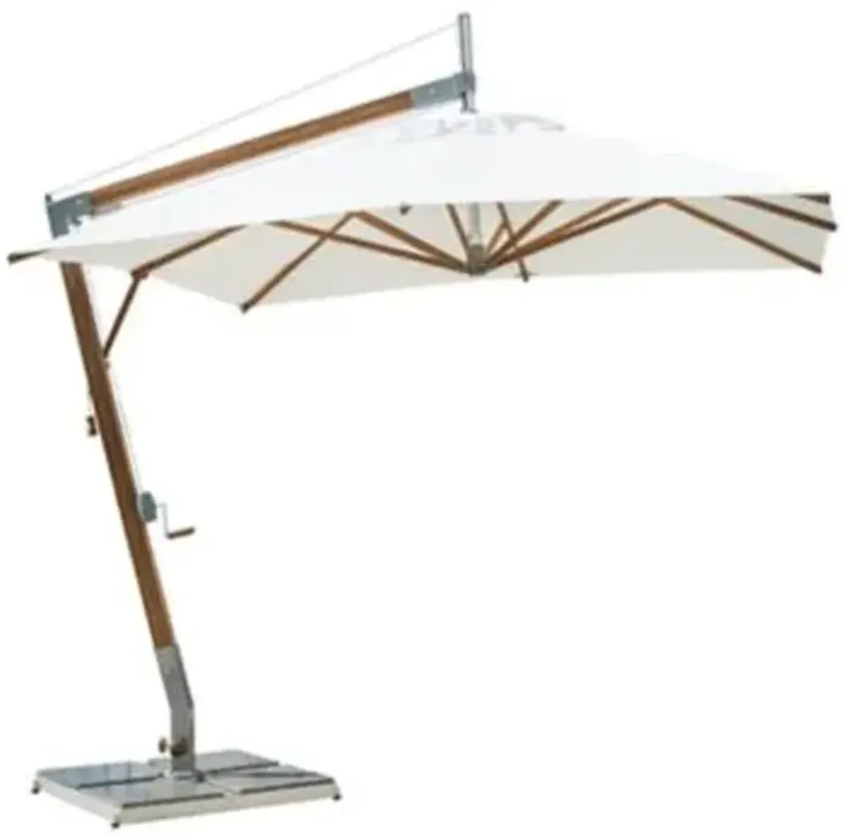 Sirocco Square Side Wind Bamboo Cantilever Umbrella With Base
