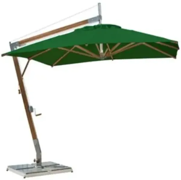 Sirocco Square Side Wind Bamboo Cantilever Umbrella With Base