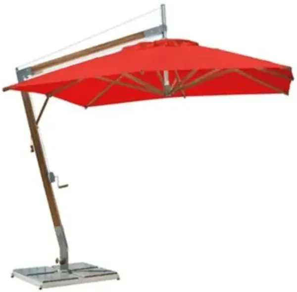 Sirocco Square Side Wind Bamboo Cantilever Umbrella With Base