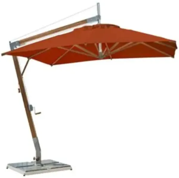 Sirocco Square Side Wind Bamboo Cantilever Umbrella With Base