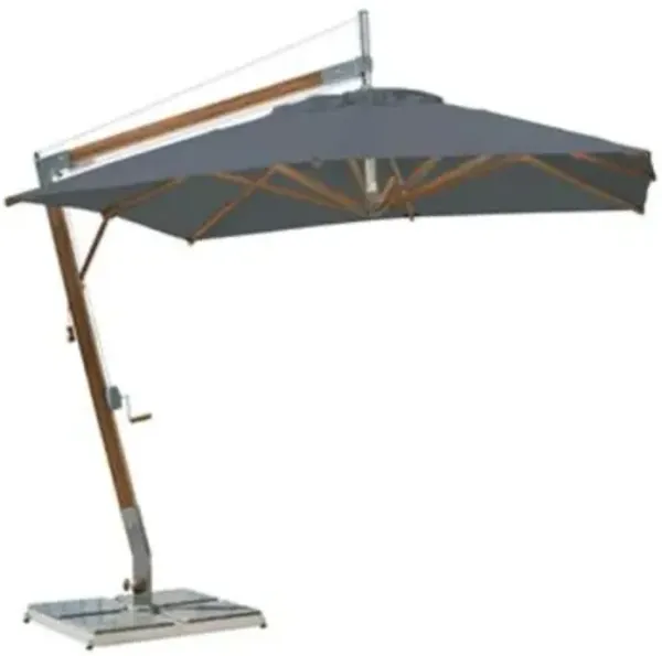 Sirocco Square Side Wind Bamboo Cantilever Umbrella With Base