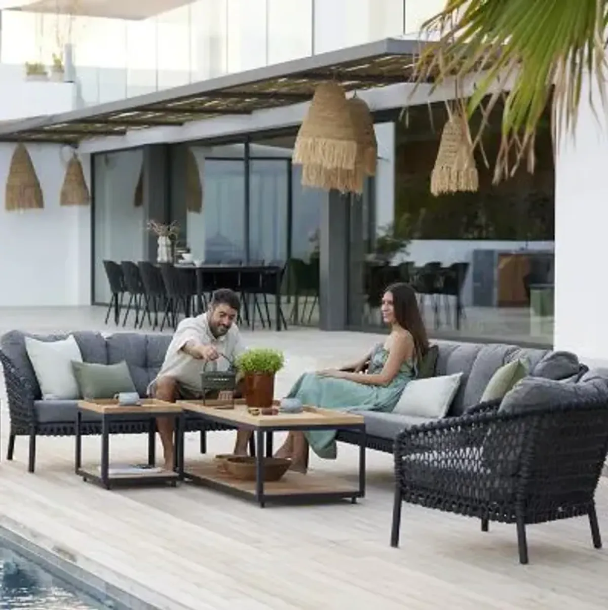 Ocean Large 3-Seater Outdoor Sofa with Cushion Set