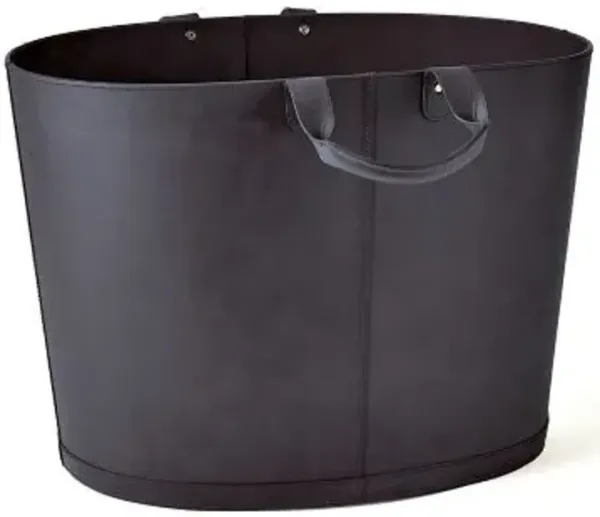 Overside Oval Leather Basket