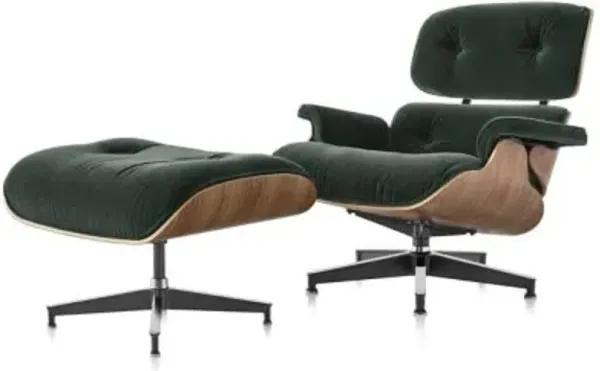Eames Lounge Chair with Ottoman in Mohair Supreme