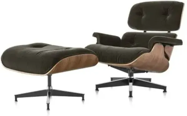 Eames Lounge Chair with Ottoman in Mohair Supreme
