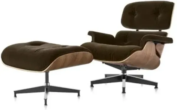 Eames Lounge Chair with Ottoman in Mohair Supreme