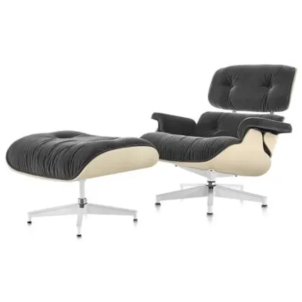 Eames Lounge Chair with Ottoman in Mohair Supreme