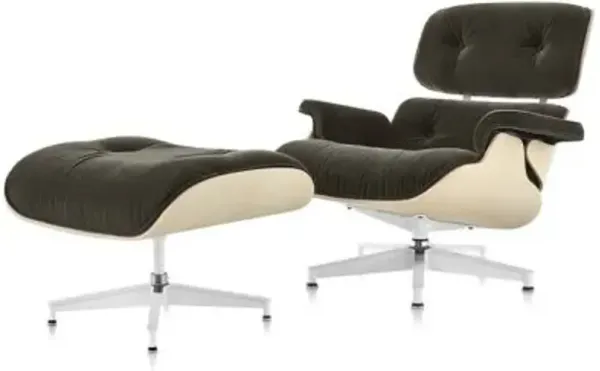 Eames Lounge Chair with Ottoman in Mohair Supreme