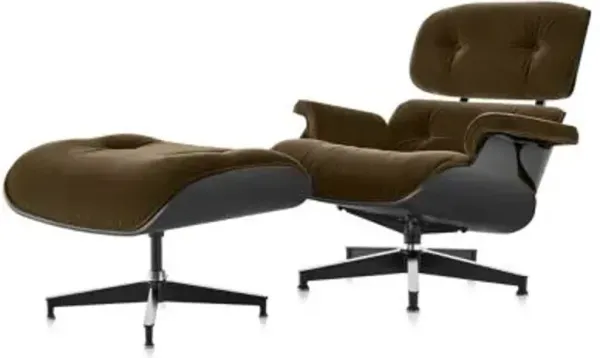 Eames Lounge Chair with Ottoman in Mohair Supreme