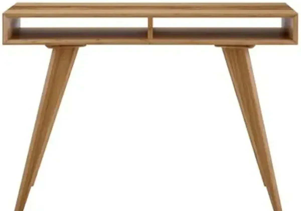 Azara Tiger Console Table With Tiger Exotic Inlay, Caramelized