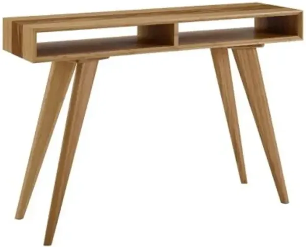 Azara Tiger Console Table With Tiger Exotic Inlay, Caramelized