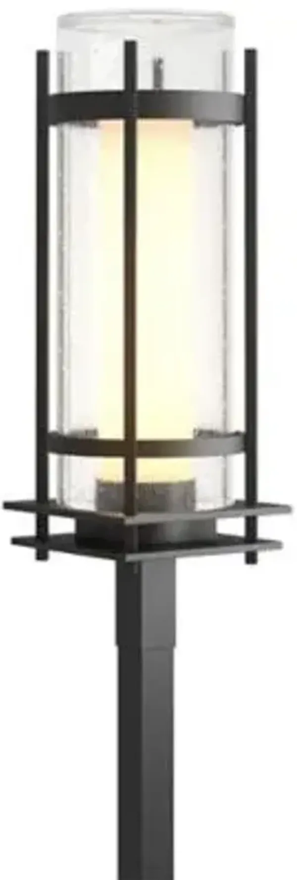 Banded Seeded Glass Outdoor Post Light