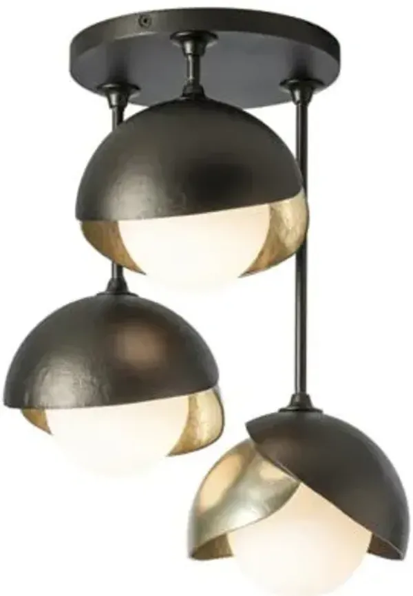 Brooklyn 3-Light Double Shade Semi-Flushmount