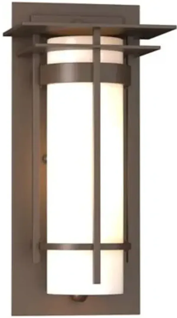 Banded Coastal Outdoor Wall Sconce with Top Plate