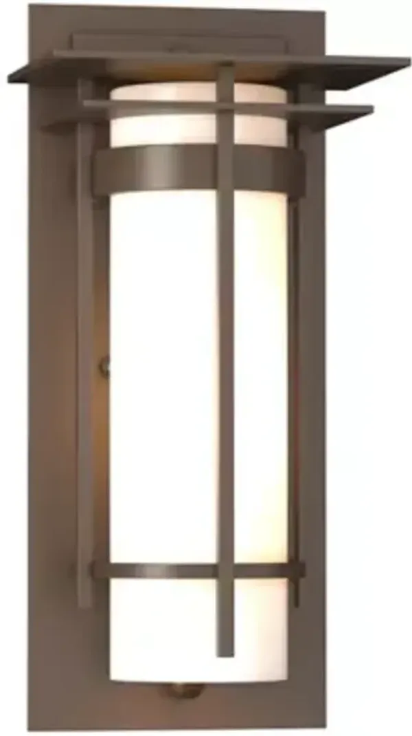 Banded Coastal Outdoor Wall Sconce with Top Plate