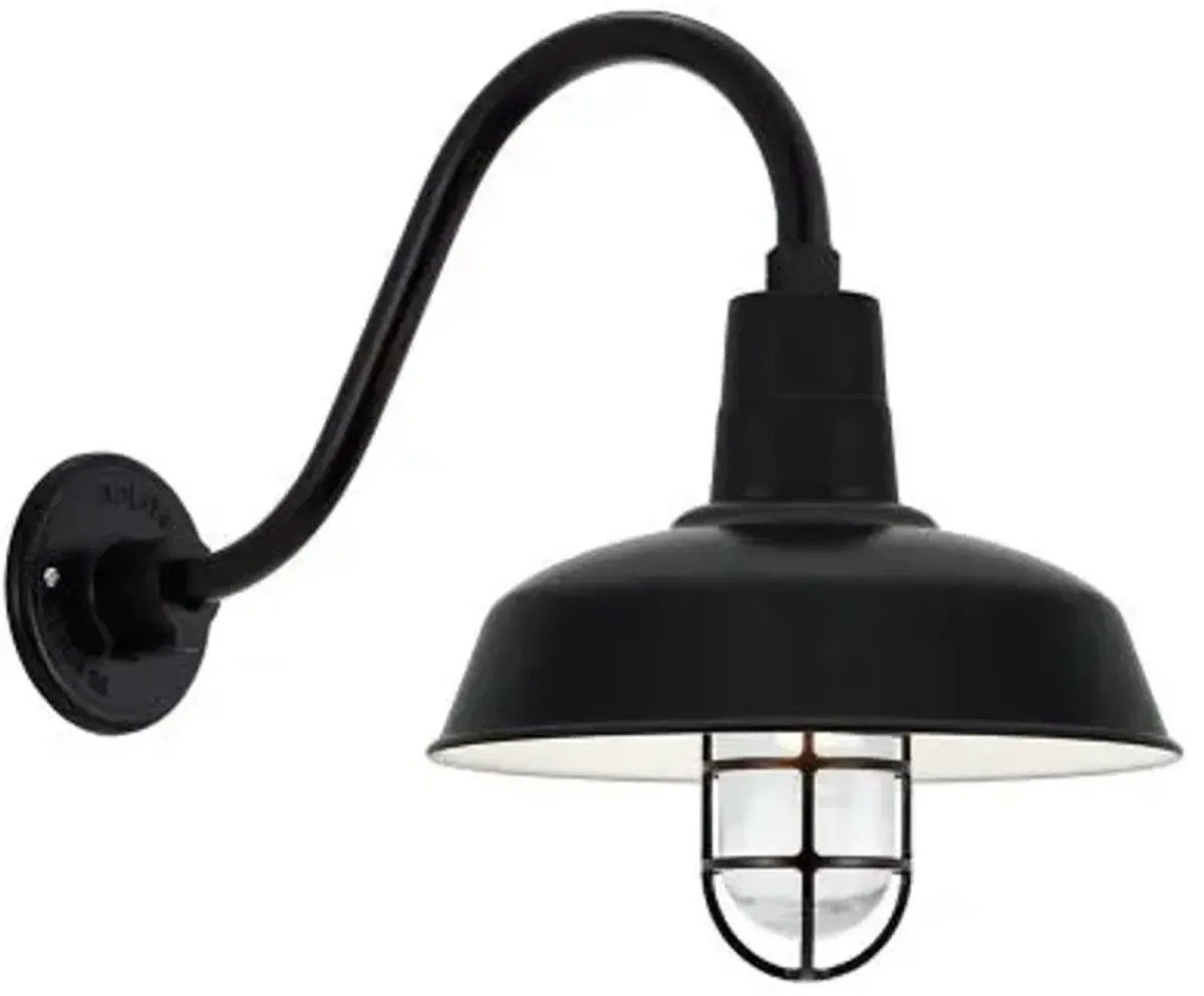Gooseneck Barn Light Warehouse Outdoor Wall Sconce - B-1 Arm with Cast Guard