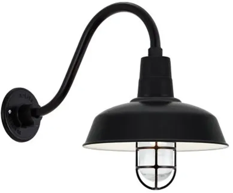 Gooseneck Barn Light Warehouse Outdoor Wall Sconce - B-1 Arm with Cast Guard