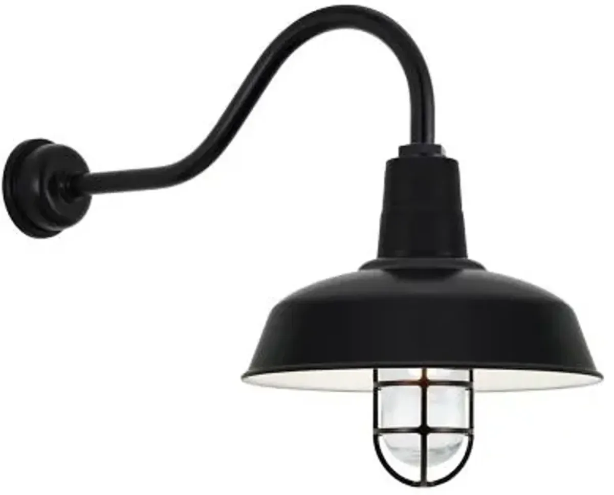 Gooseneck Barn Light Warehouse Outdoor Wall Sconce - HL-A Arm with Cast Guard