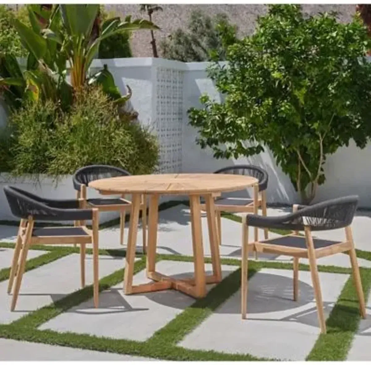 Cambria 5-Piece Teak Round Outdoor Dining Set