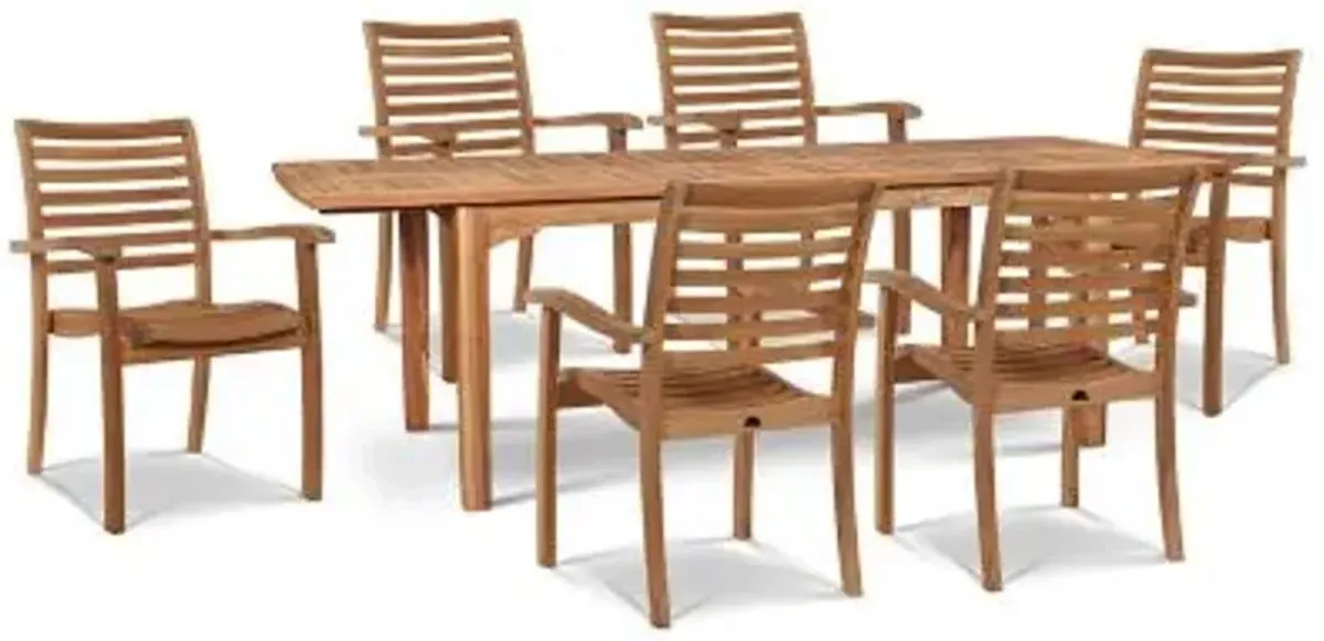 Manorhouse 7-Piece Teak Outdoor Dining Set with Extendable Table
