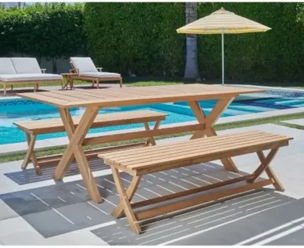 Oakville 3-Piece Rectangular Teak Outdoor Table Dining Set