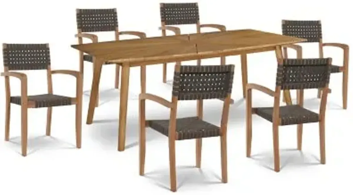 Cambria 7-Piece Teak Rectangular Outdoor Dining Set