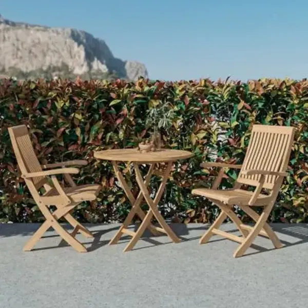 Devon 3-Piece Teak Folding Outdoor Bistro Set